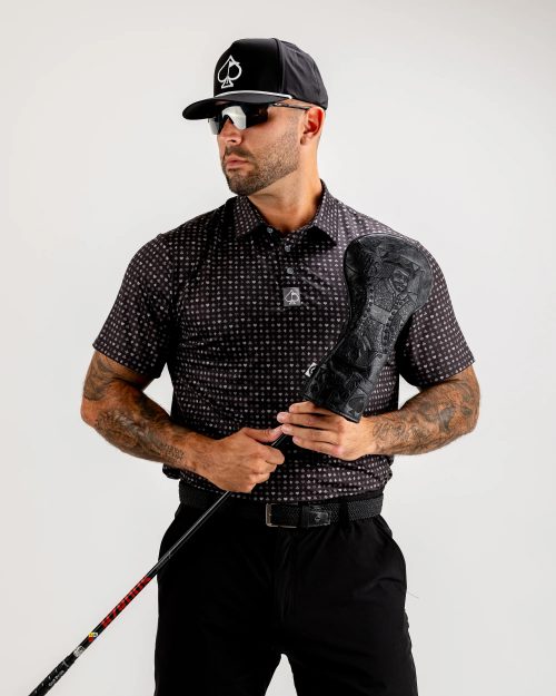 Pins and Aces Black Flush Polo Golf Works
